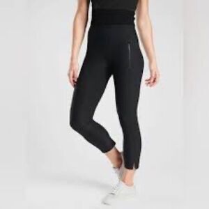 * NWOT ATHLETA Black Stellar Raw Hem Slit Tights Sz XS